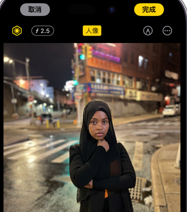 额济纳苹果15服务店分享如何在iPhone15系列机型拍摄照片中添加人像效果 