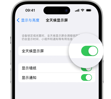 额济纳苹果15预约维修分享iPhone15如何设置全天候显示屏幕可见 